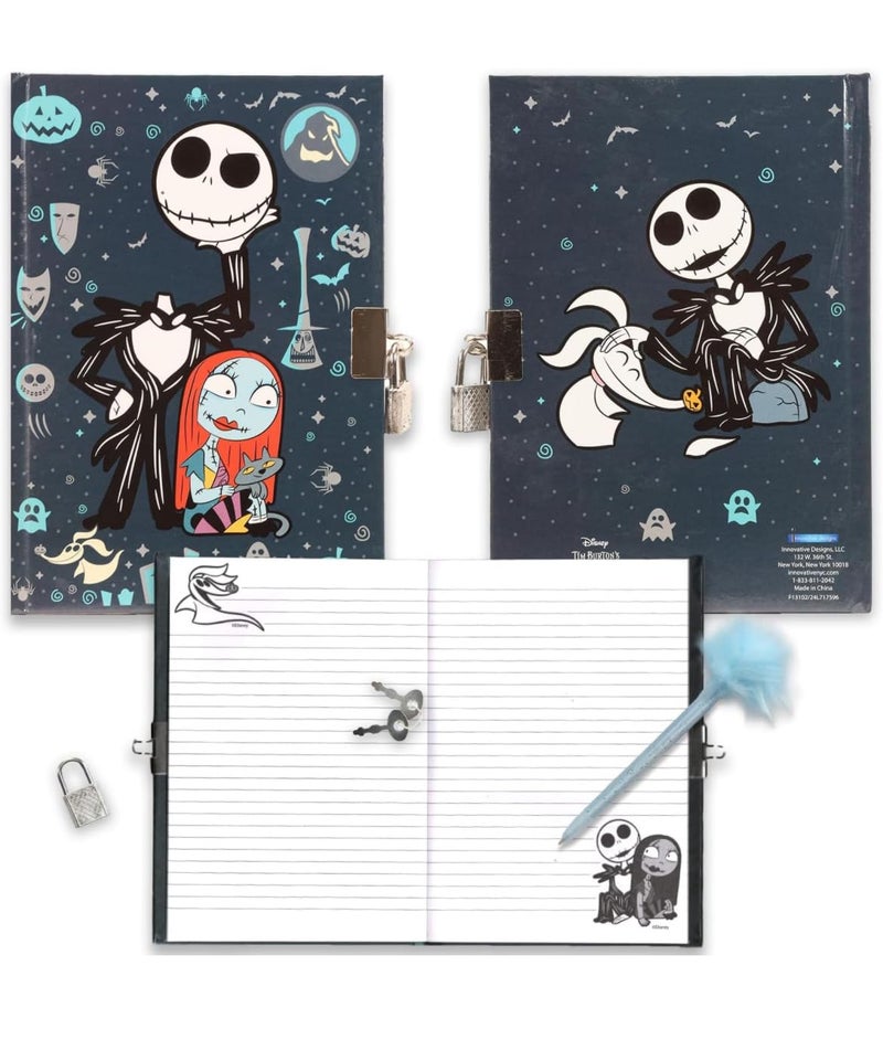 Innovative Designs Disney The Nightmare Before Christmas Diary with Lock & Keys and Pom Pen, Stationery Birthday Parties - Image 2